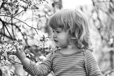 Çiçeği ile küçük çocuk