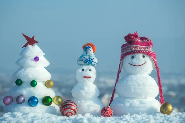 Snow sculptures on blue sky background — Stock Photo, Image