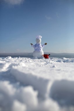 Christmas snowman in chef hat