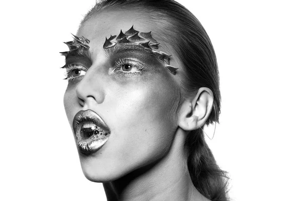 Woman with thorn makeup — Stock Photo, Image