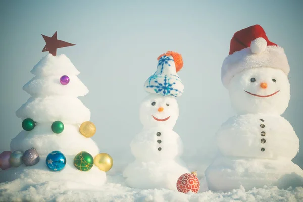 Snow sculptures on blue sky background — Stock Photo, Image