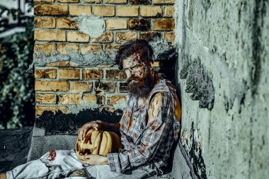 Cadılar Bayramı adam ve kabak grunge duvar