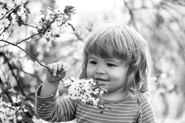 Çiçeği ile küçük çocuk — Stok fotoğraf