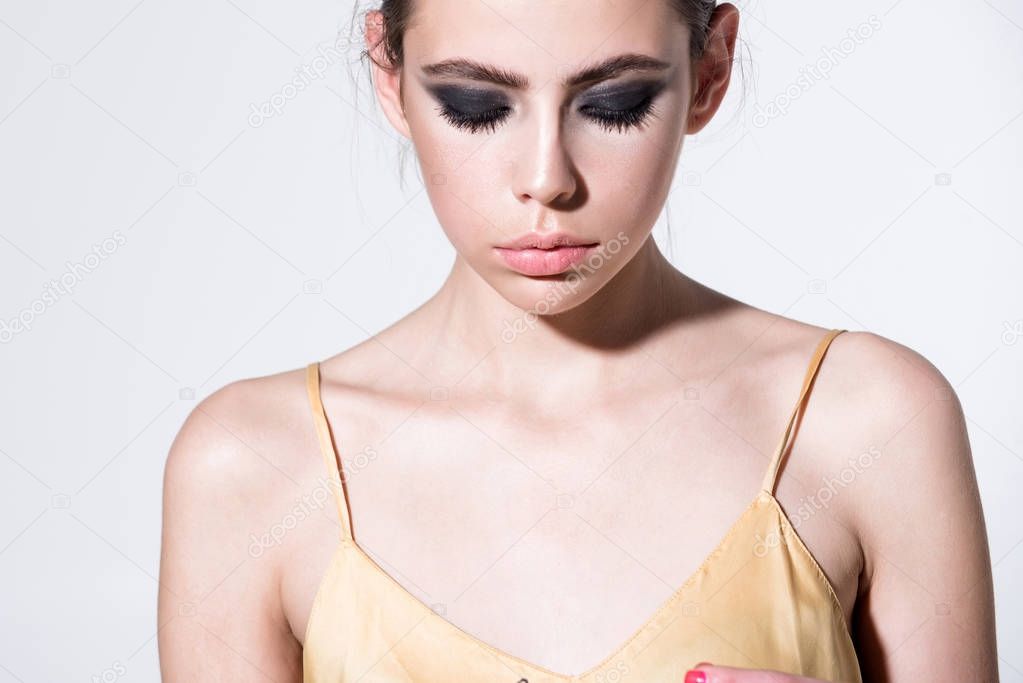 Woman or girl with makeup face