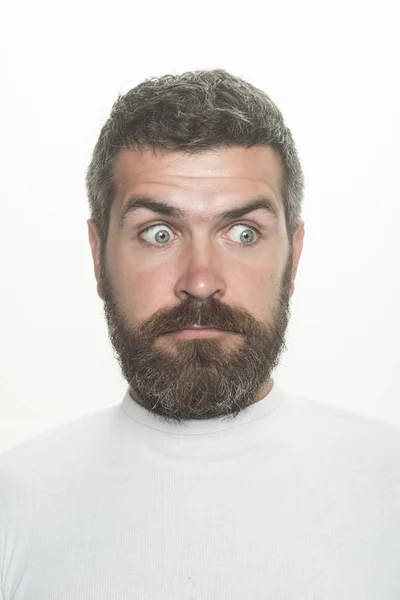 Guy ou homem barbudo isolado no fundo branco . — Fotografia de Stock