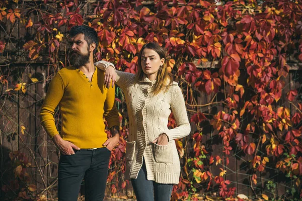 Coppia innamorata nel parco autunnale. — Foto Stock