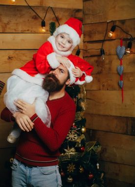 Noel Baba çocuk ve sakallı adam, Noel ağacı.