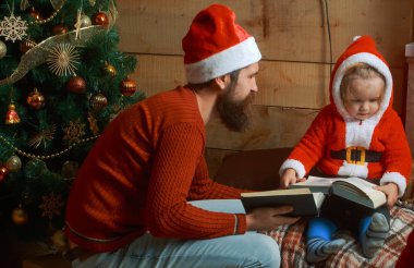 Noel Baba çocuk ve sakallı adam, Noel ağacı.