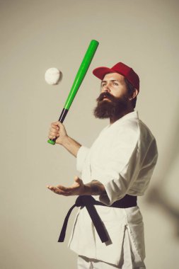 kimono, kapağı, yeşil beyzbol sopası, Top sakallı karate erkekte