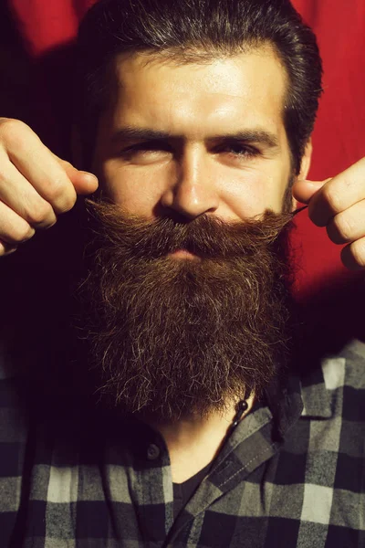 Les mains masculines tordent la moustache — Photo