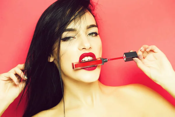 Sexy woman with red lipstick — Stock Photo, Image