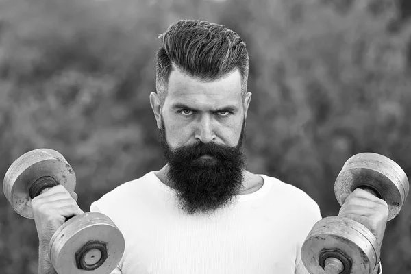 Man with dumbells — Stock Photo, Image