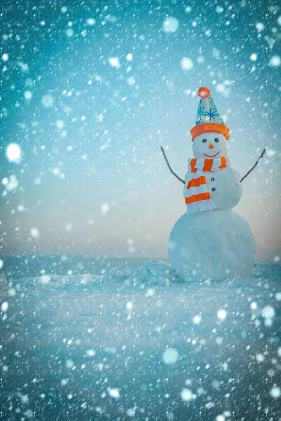 Bonhomme de neige en hiver extérieur . — Photo