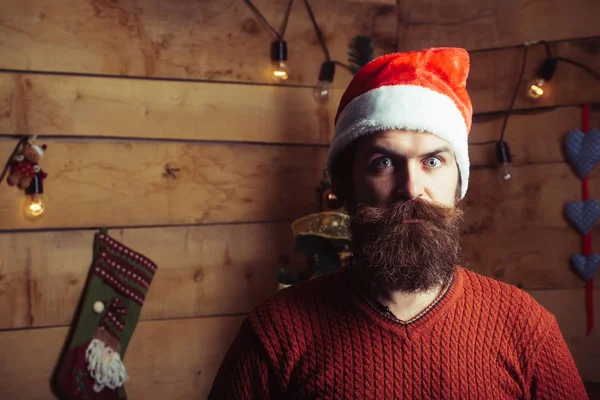 Santa Claus hombre sobre fondo de madera . —  Fotos de Stock