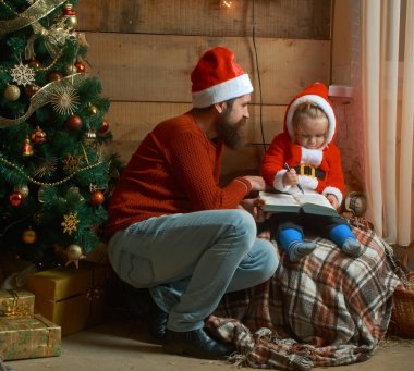 Noel Baba çocuk ve sakallı adam, Noel ağacı.