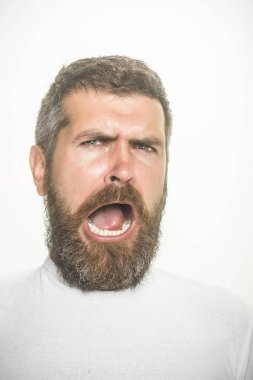 Adam ya da sakallı adam beyaz arka plan üzerinde izole.