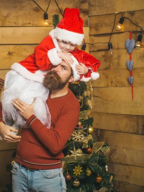 Noel Baba çocuk ve sakallı adam, Noel ağacı.