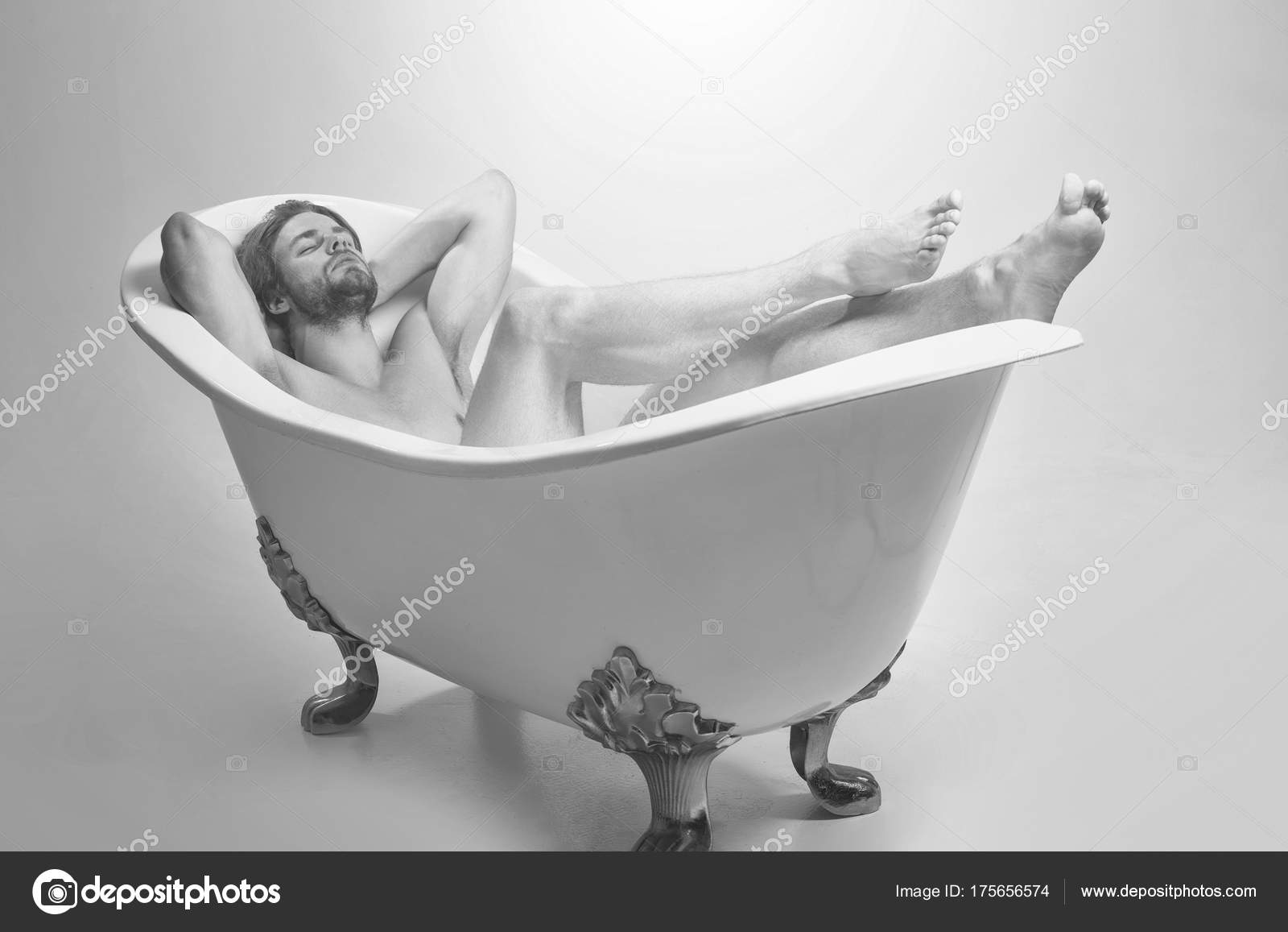 bath in man naked tub Bath in man naked tub