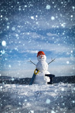 Kar gördüm ve tornavida ile yeni yıl kardan adam.