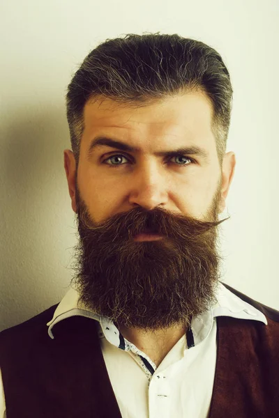 sakallı adam, acımasız beyaz hipster ciddi bir yüz ile