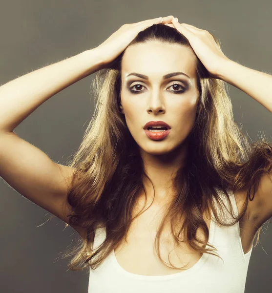 Stylish woman with long hair — Stock Photo, Image