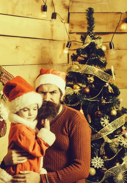 christmas bearded father and girl