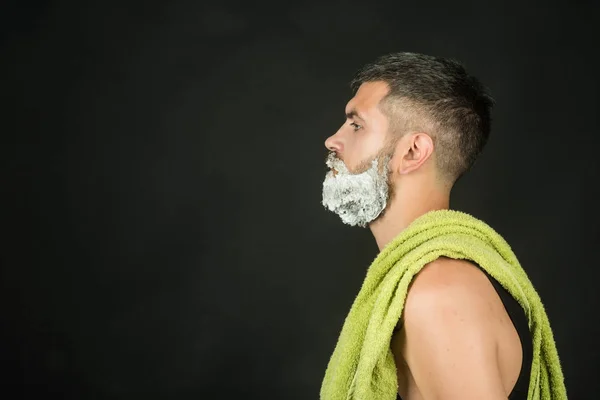 Man with shaving gel on beard and mustache. — Stock Photo, Image