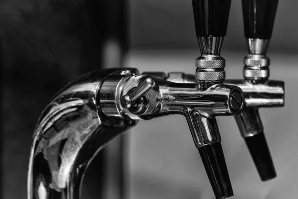 Bright metal taps for beer — Stock Photo, Image