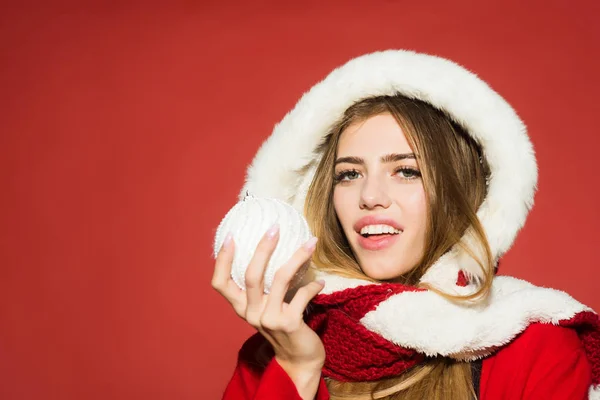 Woman in santa costume with pretty face. — Stock Photo, Image