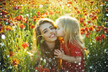 çocuk, küçük çocuk anne veya kardeş haşhaş alanındaki
