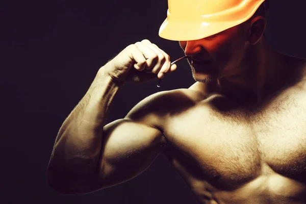 Młody Przystojny Mężczyzna Macho Builder Sexy Mięśni Silne Ciało Gołe — Zdjęcie stockowe