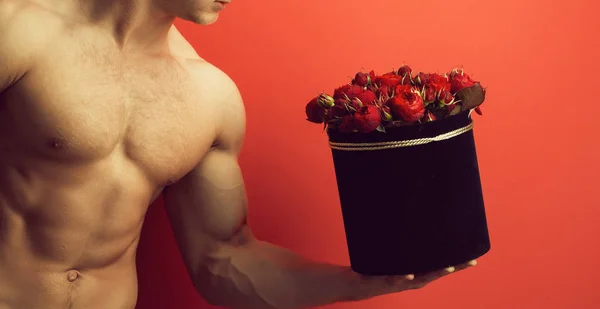 Jovem Bonito Homem Masculino Jardineiro Com Corpo Atlético Muscular Sexy — Fotografia de Stock