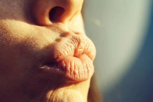 Lindos labios de pato de chica —  Fotos de Stock