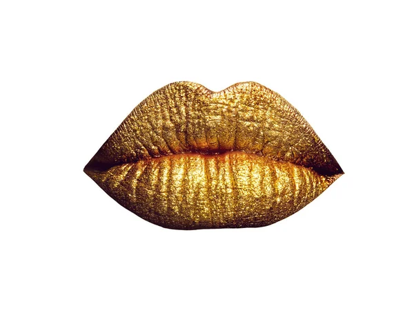 Sexy gouden gemetalliseerde vrouwelijke lippen — Stockfoto