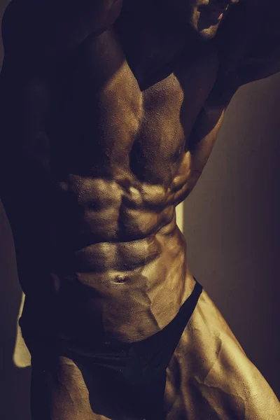 Knappe Man Power Atletische Jonge Sexy Sterke Bodybuilder Met Zes — Stockfoto