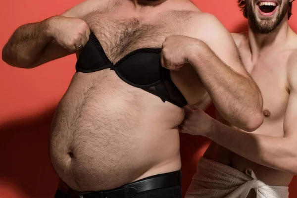 male hairy belly with lingerie