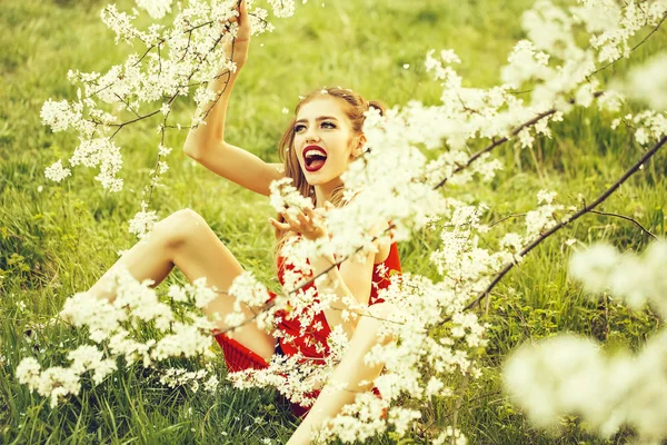 Hübsches Mädchen in Blüte — Stockfoto