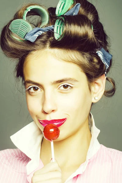 Pretty sexy girl with lollipop — стоковое фото