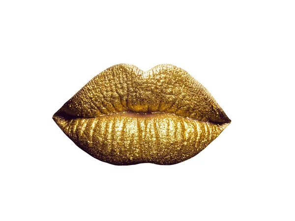 Sexy goldene metallisierte weibliche Lippen — Stockfoto