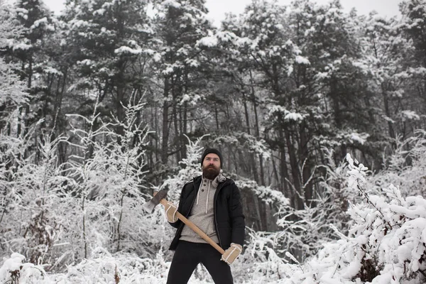 Huidverzorging en baard verzorging in de winter, baard warm in de winter. — Stockfoto