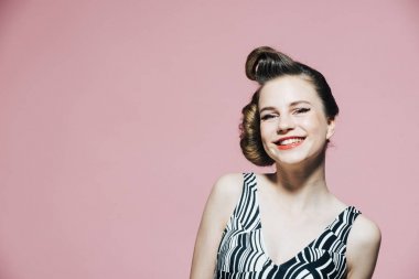 mutlu kızdı ile retro moda makyaj, pinup