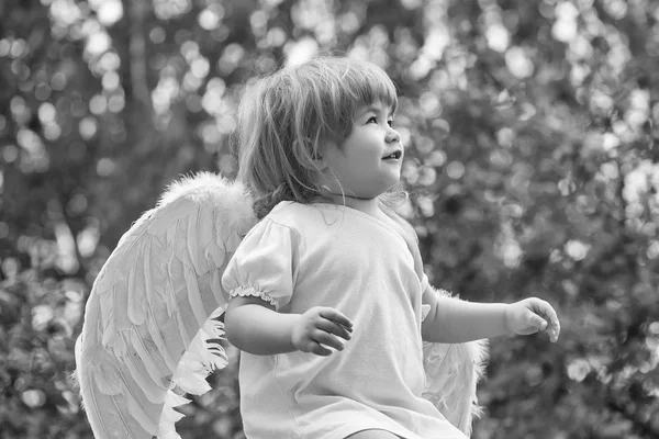 Pequeno menino em asas de anjo — Fotografia de Stock
