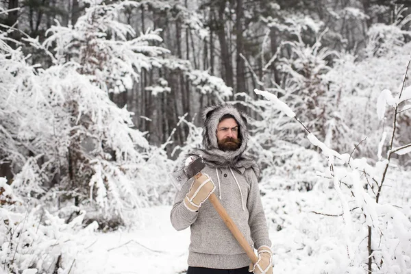 Kamperen Reizen Winter Rusten Huidverzorging Baard Zorg Winter Baard Warm — Stockfoto