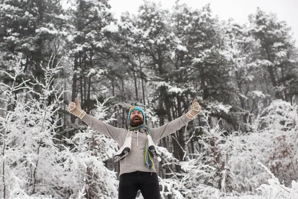 Cuidados Com Pele Barba Inverno Desporto Inverno Descanso Natal Temperatura — Fotografia de Stock