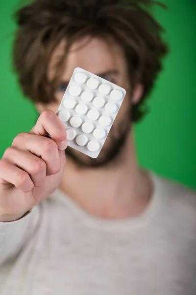 Diety Pill Witaminy Człowiek Anaboliczne Zdrowie Medycyna Kaca Człowiek Tabletek — Zdjęcie stockowe