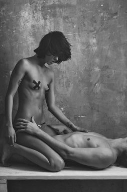 kas maço erkek ve çok seksi kadın genç Çift