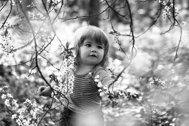 Çiçeği ile küçük çocuk