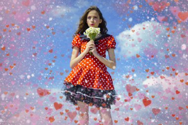 Sevgiliye arka plan. Mutlu bahar ruh. Gökyüzü, mutlu gün kavramı.