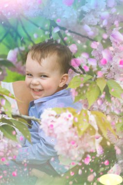 Bahar çiçekleri çocuk. bahar çiçekleri arka plan.