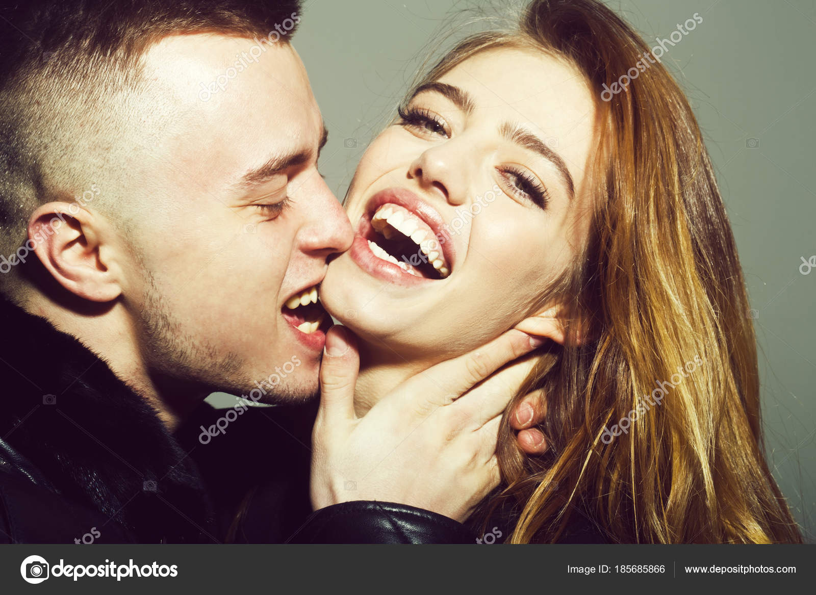 Young Couple Pretty Woman Cute Sexy Girl Long Blonde Hair Stock